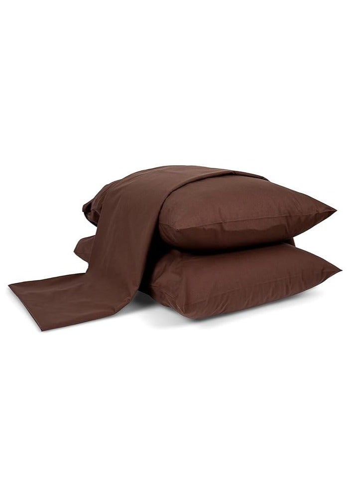 Portal 3 Piece Linen Bed Sheet Set 240*260cm (Brown) - Image 1