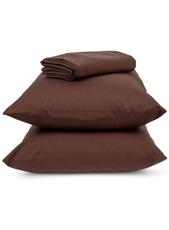 Portal 3 Piece Linen Bed Sheet Set 240*260cm (Brown) - Image 3