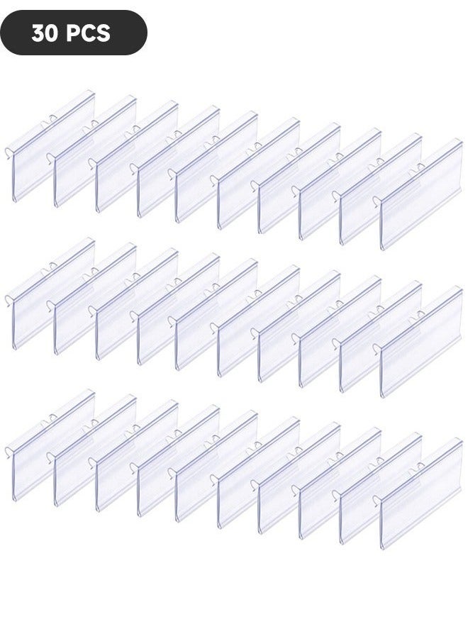 30-Piece Clear Plastic Label Holders, Basket Labels Clip On Labels for Storage Bins, Merchandise Sign Display Holder for Supermarket Shop (8*4.2*3cm) - Image 1