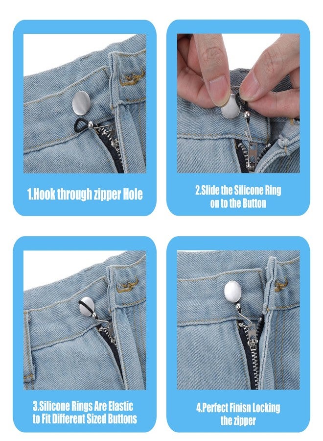APLZGMG 20Pcs Zipper Holder Upper for Jeans, Zipper Stopper Helper Clip for Pants Button Lock Hooks Stop Zippers Slipping, Hooks for Jeans Zippers Jean Buttons (Black+White) - Image 2