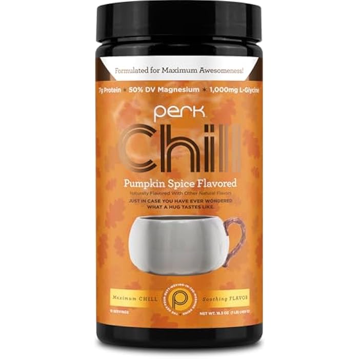 Perk Chill Drink Mix (Pumpkin Spice) 18 Servings – Calming Melatonin-Free Nighttime Sleep Aid Support with Magnesium & L-Glycine, Soy-Free, Peanut-Free, Gluten-Free - Image 1