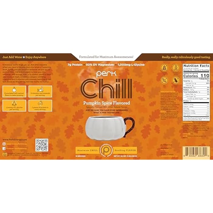 Perk Chill Drink Mix (Pumpkin Spice) 18 Servings – Calming Melatonin-Free Nighttime Sleep Aid Support with Magnesium & L-Glycine, Soy-Free, Peanut-Free, Gluten-Free - Image 5