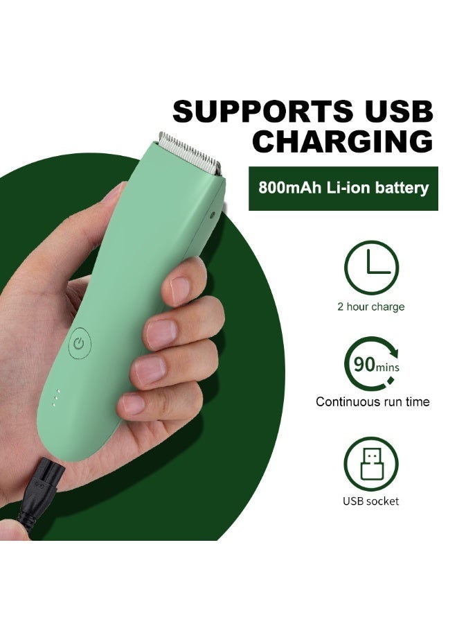 Createdog Premium Trimmer for Men and Women, USB C Charging, Waterproof Groin & Body Shaver Home Barber Kit(Green) - Image 4