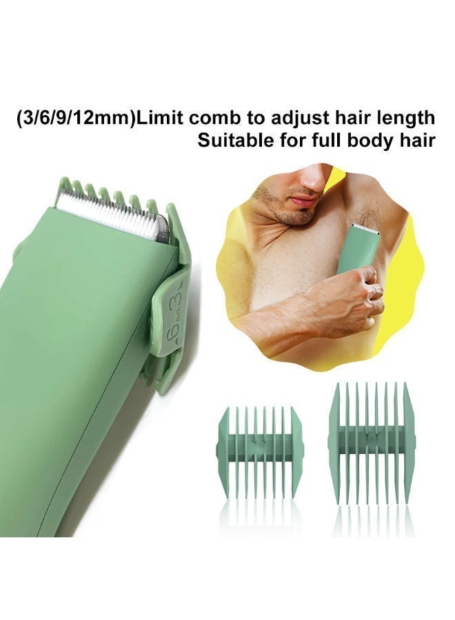 Createdog Premium Trimmer for Men and Women, USB C Charging, Waterproof Groin & Body Shaver Home Barber Kit(Green) - Image 5