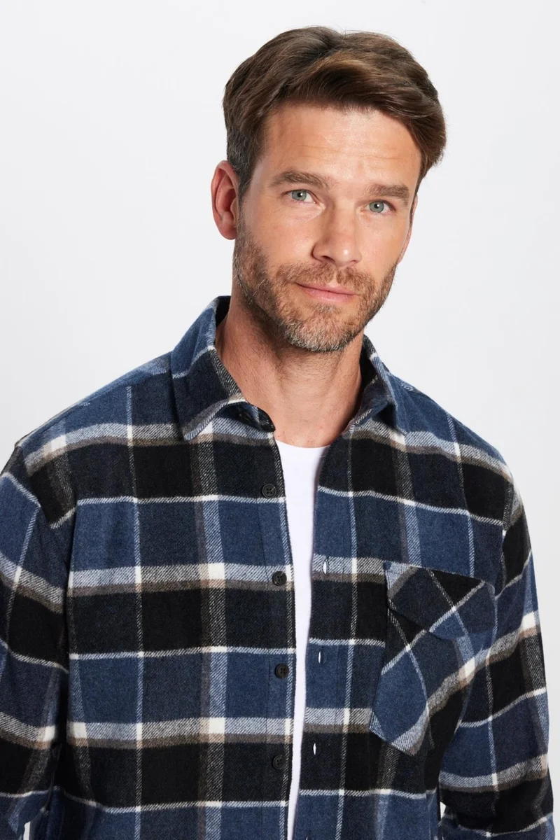 Tudors Men's Classic Fit Regular Cut Lumberjack Single Pocket Flap Winter Shirt