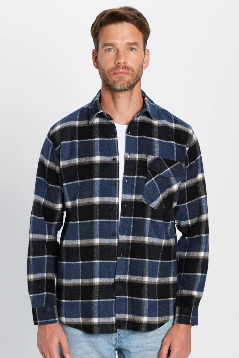 Tudors Men's Classic Fit Regular Cut Lumberjack Single Pocket Flap Winter Shirt