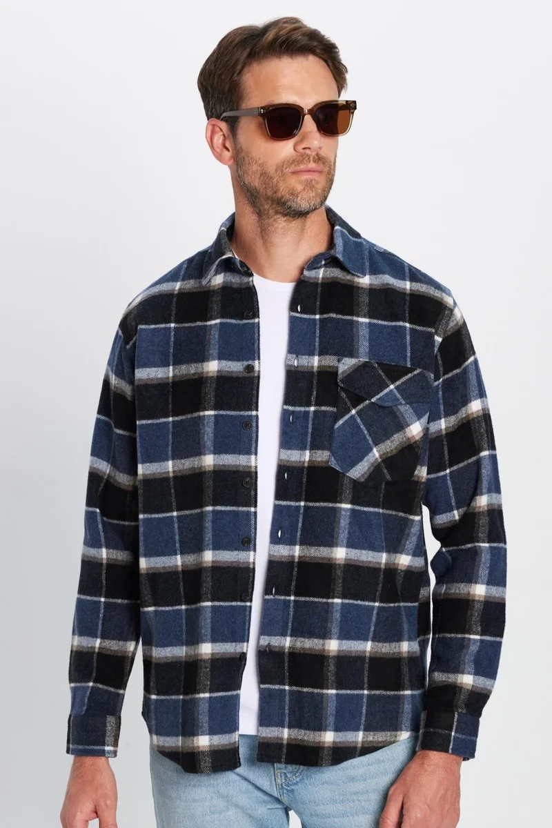 Tudors Men's Classic Fit Regular Cut Lumberjack Single Pocket Flap Winter Shirt
