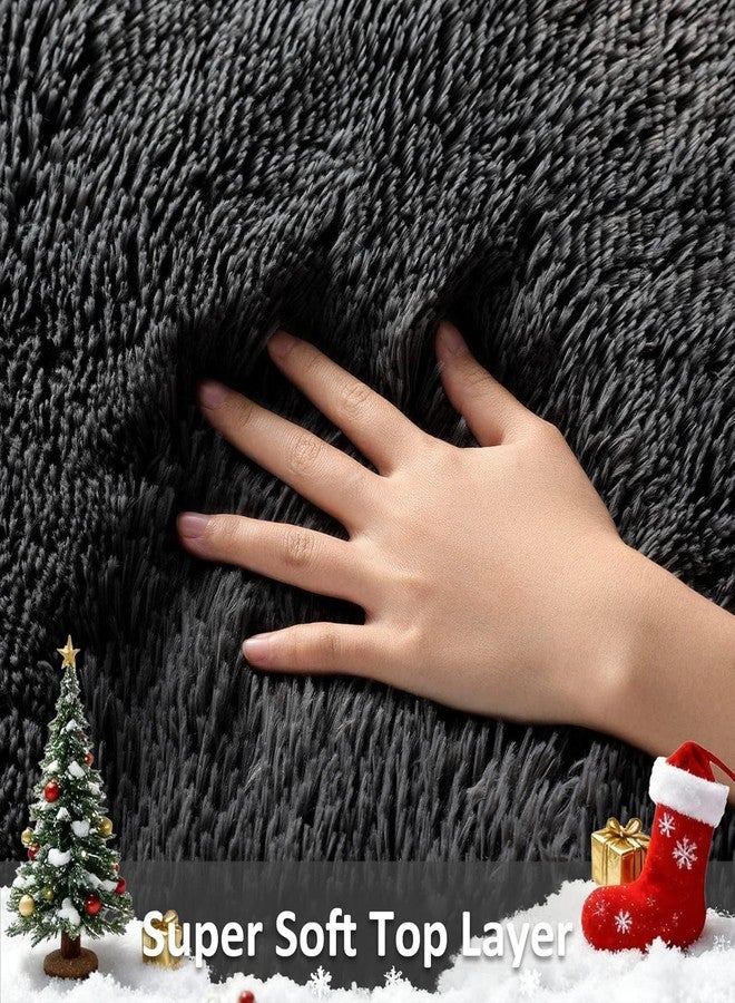 Ophanie Runner Rug for Hallway, 2x6 Bedroom Black Runner Rugs, Non Slip Fluffy Soft Shaggy Bedside Carpet for Kids Girls Boys Home Decor Aesthetic, Dorm Nursery - Image 2