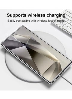 General Case Compatible with Samsung Galaxy S24 Ultra Case, Magnetic Z Shape Case Plain Leather Electroplated TPU Frame Shockproof Protective Cover Support Wireless Charging  - Image 4
