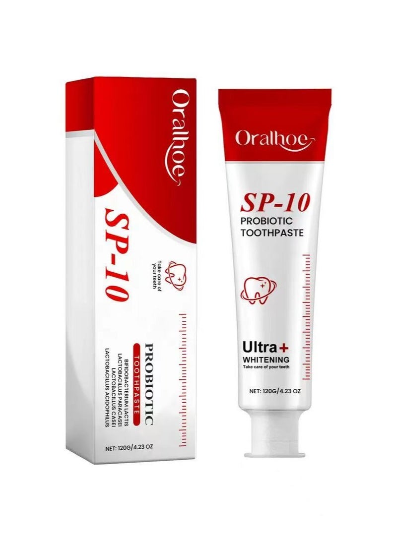 أورالحوي معجون أسنان Sp-10، معجون أسنان Sp 10، معجون أسنان Sp10، معجون أسنان Sp 10 بروبيوتيك لإزالة البقع، معجون أسنان للعناية بالتنظيف العميق، إزالة البقع برائحة منعشة (120 جم) - Image 1
