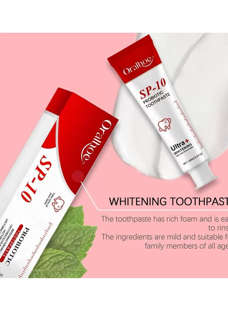 أورالحوي معجون أسنان Sp-10، معجون أسنان Sp 10، معجون أسنان Sp10، معجون أسنان Sp 10 بروبيوتيك لإزالة البقع، معجون أسنان للعناية بالتنظيف العميق، إزالة البقع برائحة منعشة (120 جم) - Image 5