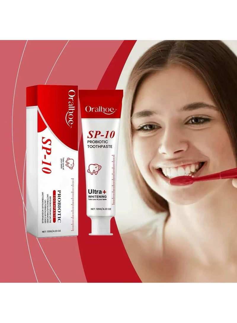 أورالحوي معجون أسنان Sp-10، معجون أسنان Sp 10، معجون أسنان Sp10، معجون أسنان Sp 10 بروبيوتيك لإزالة البقع، معجون أسنان للعناية بالتنظيف العميق، إزالة البقع برائحة منعشة (120 جم) - Image 4