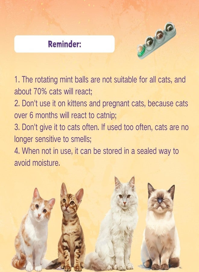 4 Catnip Wall Ball,Catnip Balls,Catnip Toys for Cats,Rotating Mint Ball,Kitty Playing and Cleaning Teeth,Various Concentrated Favors,Cat Nip Stick on Wall,Cat Nip Balls for Indoor Cats - Image 5