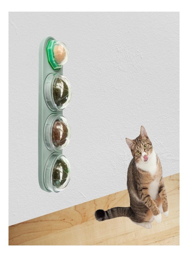 4 Catnip Wall Ball,Catnip Balls,Catnip Toys for Cats,Rotating Mint Ball,Kitty Playing and Cleaning Teeth,Various Concentrated Favors,Cat Nip Stick on Wall,Cat Nip Balls for Indoor Cats - Image 1