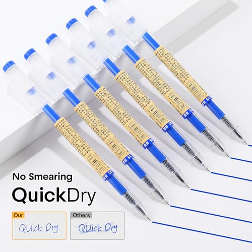 RIANCY 12 Pack Blue Gel Ink Pens, 0.35mm Extra Fine Point Tip, Japanese Style Stationery Quick Dry No Smear No Bleed, Smooth Writing Pens Ballpoint for Journaling Note Taking Office School Supplies - Image 4