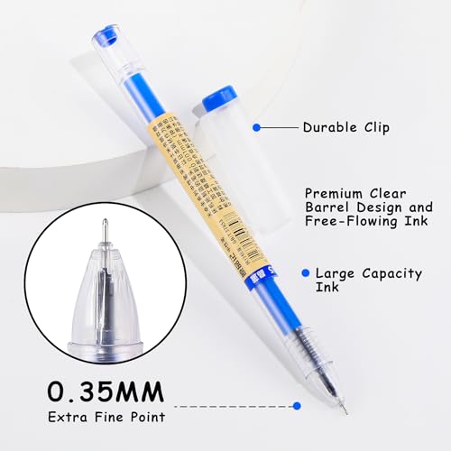 RIANCY 12 Pack Blue Gel Ink Pens, 0.35mm Extra Fine Point Tip, Japanese Style Stationery Quick Dry No Smear No Bleed, Smooth Writing Pens Ballpoint for Journaling Note Taking Office School Supplies - Image 5