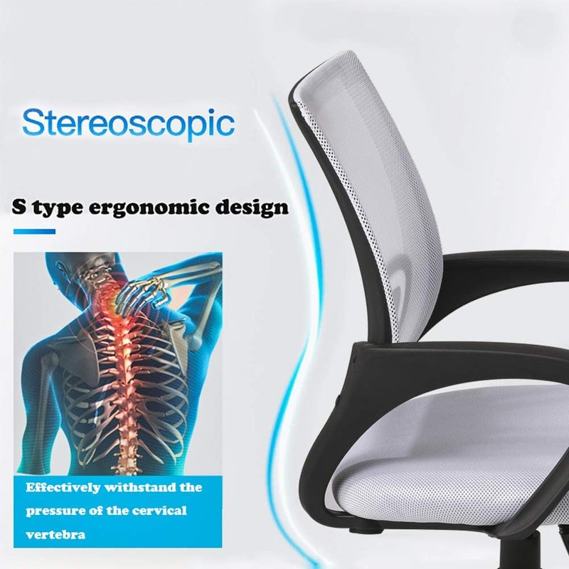 BestOffice Ergonomic Office Chair Mesh Cheap Desk Chair Task Computer Chair Lumbar Support Modern Executive Adjustable Rolling Swivel Chair for Back Pain, White - Image 3