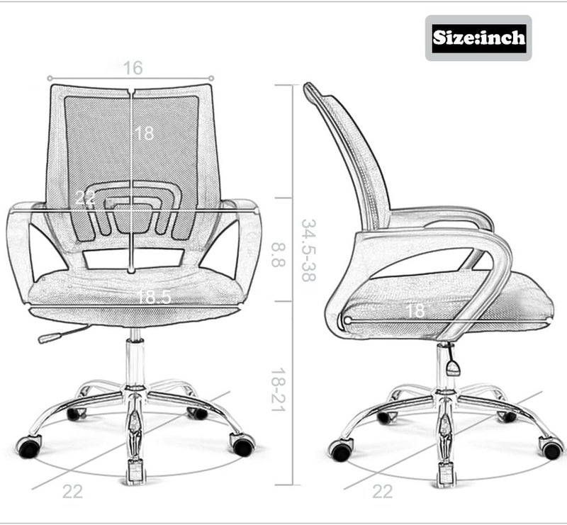 BestOffice Ergonomic Office Chair Mesh Cheap Desk Chair Task Computer Chair Lumbar Support Modern Executive Adjustable Rolling Swivel Chair for Back Pain, White - Image 2