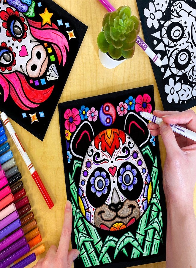 ستاف 2 كلر مجموعة Stuff2Color المذهلة من الحيوانات - 6 ملصقات تلوين مخملية سوداء ناعمة - (رائعة للأطفال والكبار والأنشطة الجماعية) - تتضمن وحيد القرن، الباندا، القطة، ثعلب الماء، الغوريلا، التمساح (متعة الفنون والحرف اليدوية) - Image 3