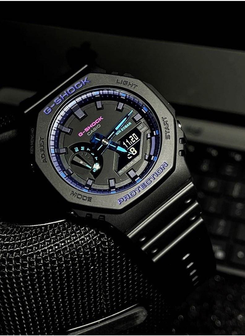 CASIO - Casio G-Shock Men's Carbon Core Guard Digital Analog Multi Color Resin Band Watch GA-2100VB-1ADR - Image 1