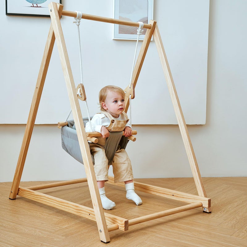 Avenlur Spruce Baby and Toddler Foldable Swing Set with Stand Premium Montessori Waldorf Style SelfStanding Indoor Swingset for Children 6m to 3 Yrs Perfect for Home Child Day Care Preschool - Image 2