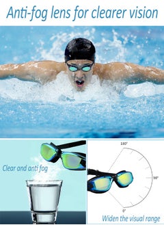 SUCITY 5-in-1 Anti-Fog Swimming Goggles - Goggle Set with Swimming Cap, Earplugs, Nose Clip, Leak-Proof Goggles - Waterproof Swimming Goggles that Can Effectively Block Ultraviolet Rays - Suitable for Men, W  - Image 3