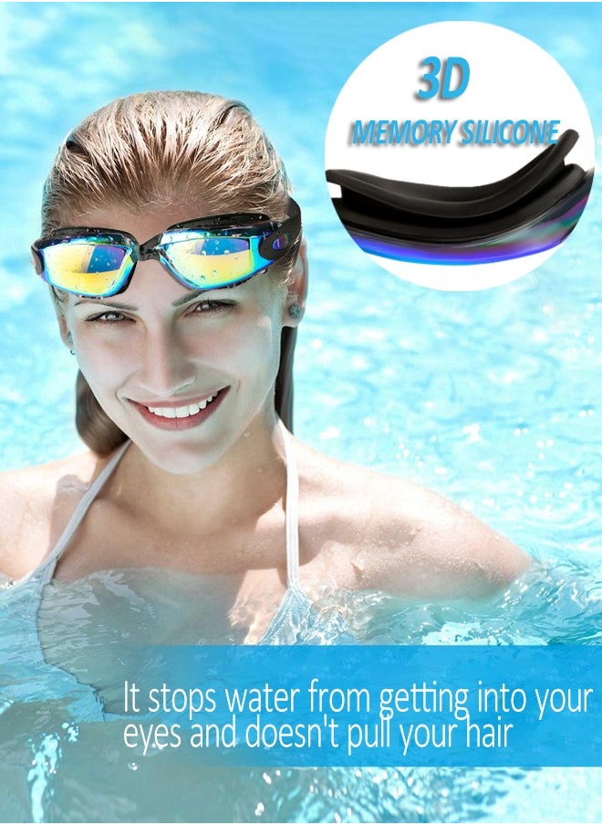 SUCITY - 5-in-1 Anti-Fog Swimming Goggles - Goggle Set with Swimming Cap, Earplugs, Nose Clip, Leak-Proof Goggles - Waterproof Swimming Goggles that Can Effectively Block Ultraviolet Rays - Suitable for Men, W - Image 1