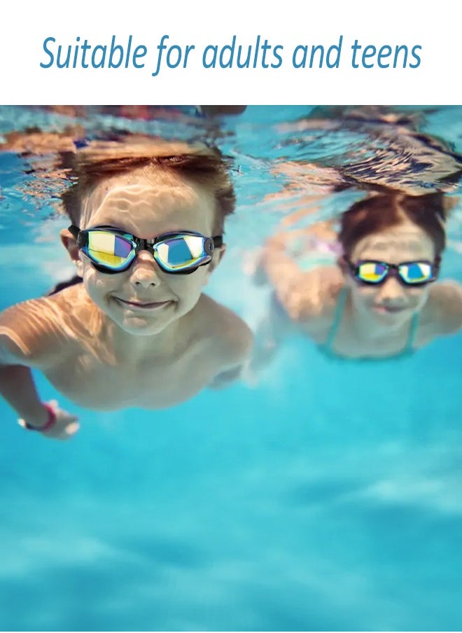 SUCITY - 5-in-1 Anti-Fog Swimming Goggles - Goggle Set with Swimming Cap, Earplugs, Nose Clip, Leak-Proof Goggles - Waterproof Swimming Goggles that Can Effectively Block Ultraviolet Rays - Suitable for Men, W - Image 1