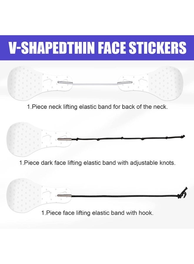 rocooart 80 Pieces of invisible V-shaped face lifting Straps, neck and eye lifting Patches, flexible and Water-resistant for Double chin, with 4 Pieces of string for Women and Girls, Suitable for all skin Types. - Image 2