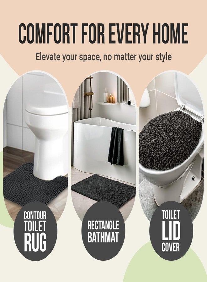 ITSOFT 3pc Non-Slip Shaggy Bathroom Mat Set, Includes 24 x 21 Inches U-Shaped Contour Toilet Rug, 34 x 21 Inches Bathmat and 1 Toilet Lid Cover, Sage Green - Image 5