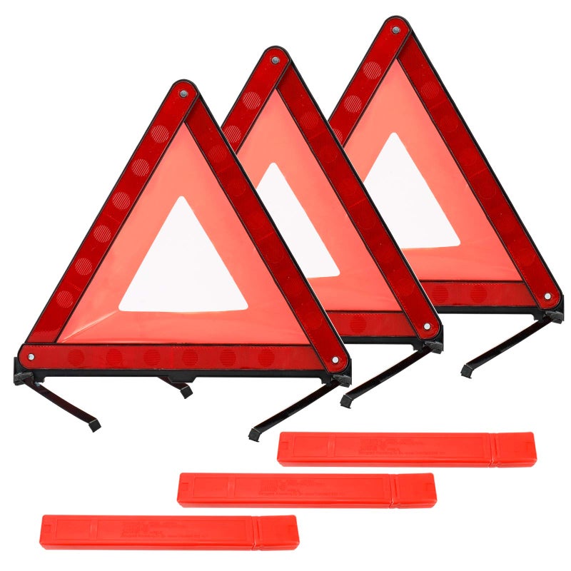 LuckyHigh LuckyHigh 3 PCS Triangle Emergency Safety Warning Frame Foldable Reflector Car Truck Roadside Safety Warning Triangle Sign with Storage Case - Image 1