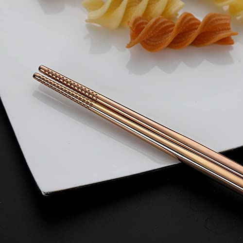 KITOME Portable Stainless Steel Cutlery Set, 8-Piece Travel Utensils Kit with Case, Spoon Fork Knife Chopsticks Straw & Brush, Reusable Flatware for Office, Lunch Box, Camping & Travel, Rose Gold - Image 4