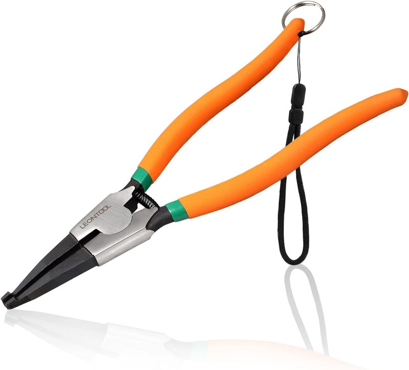 LEONTOOL 8-Inch Lock Ring Pliers Flat Snap Ring Pliers with Ring and Anti-loss Rope Special Circlip Pliers Reverse Pliers Retaining Ring Pliers Spreader Pliers for Transmission Transfer Cases - Image 1