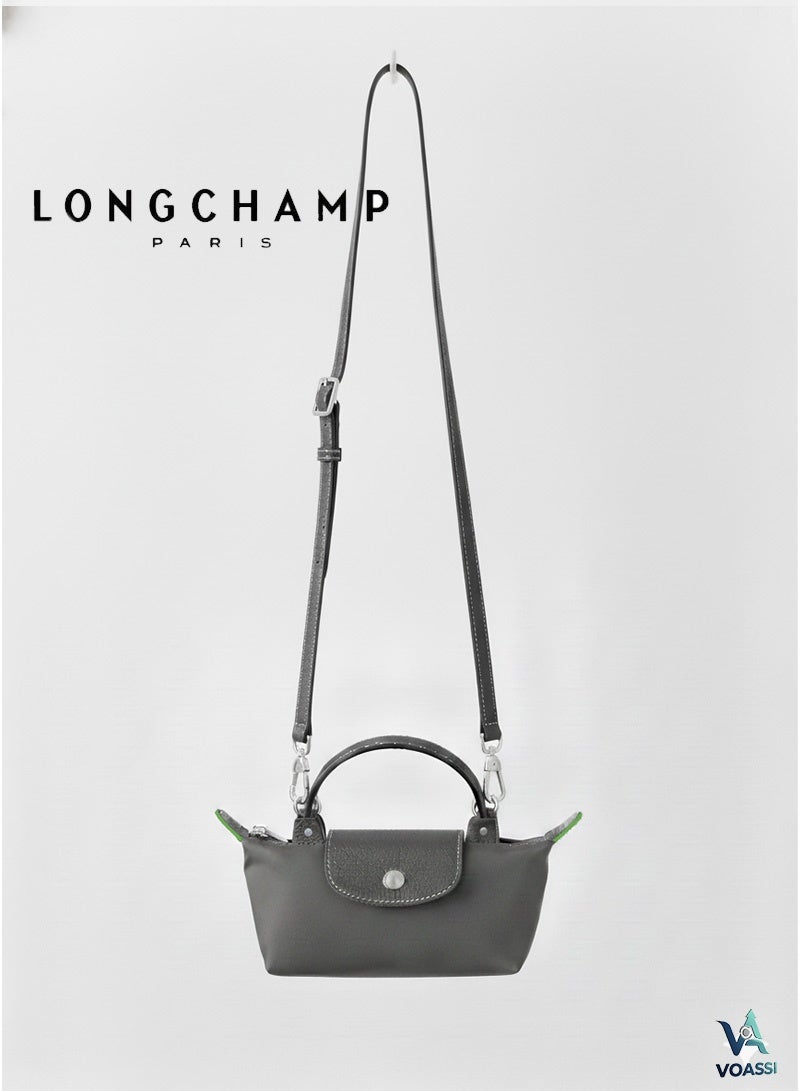 Longchamp French Longchamp Women's  fashion versatile mini makeup bag handbag shoulder bag handheld small bag Mini Graphite Grey - Image 1