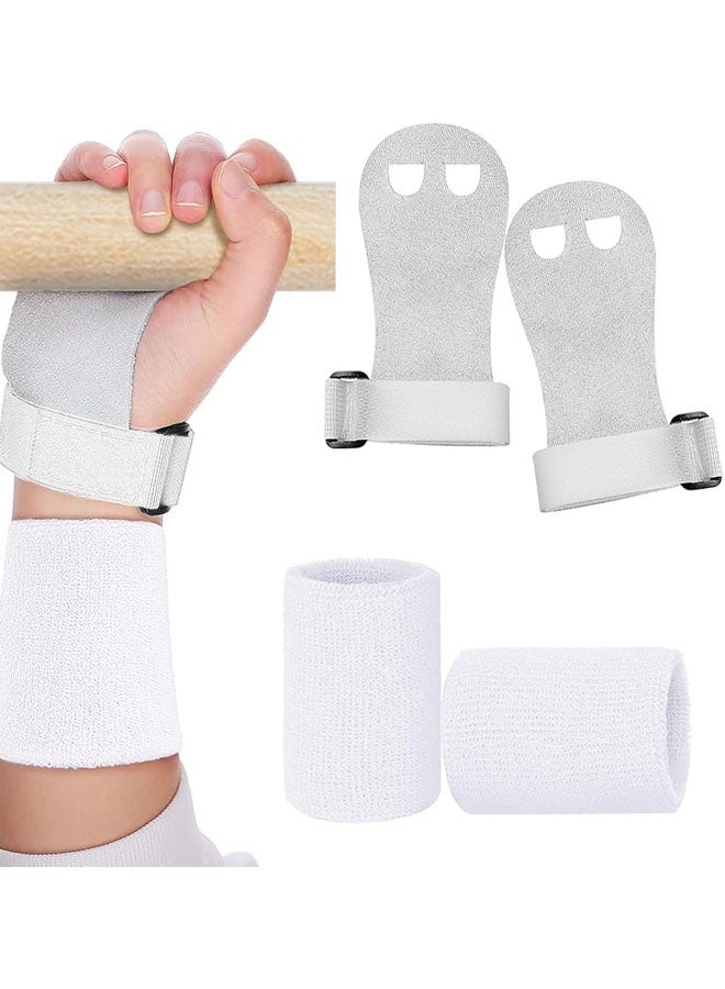 2 Gymnastics Grips Wristbands Sets for Kids Youth, Palm Protection and Wrist Support Sports Accessories for Workout Exercise - Image 1