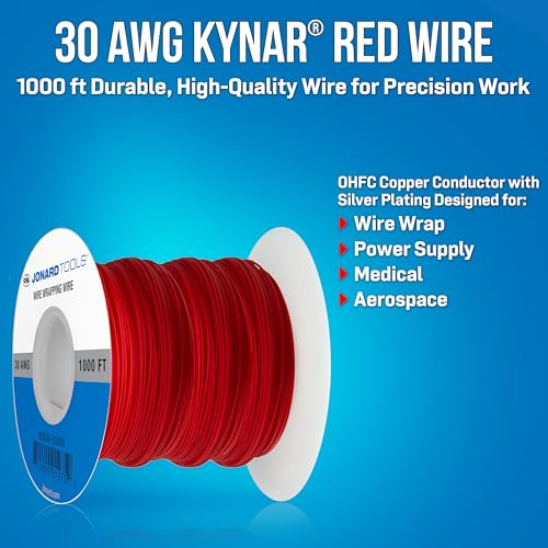 Jonard Tools R30R-1000 Red Insulated Kynar Copper Wire Roll, 30 AWG, 1000 ft Length - Image 2