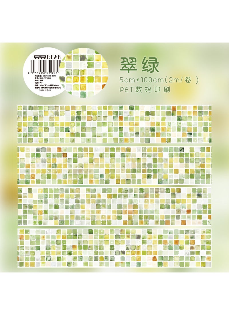 Generic Creative DIY Decorative Border Marquee PET and Paper Tape Plaid Pattern Hand Account Booklet Adhesive Tape Square Shape Emerald green pet 