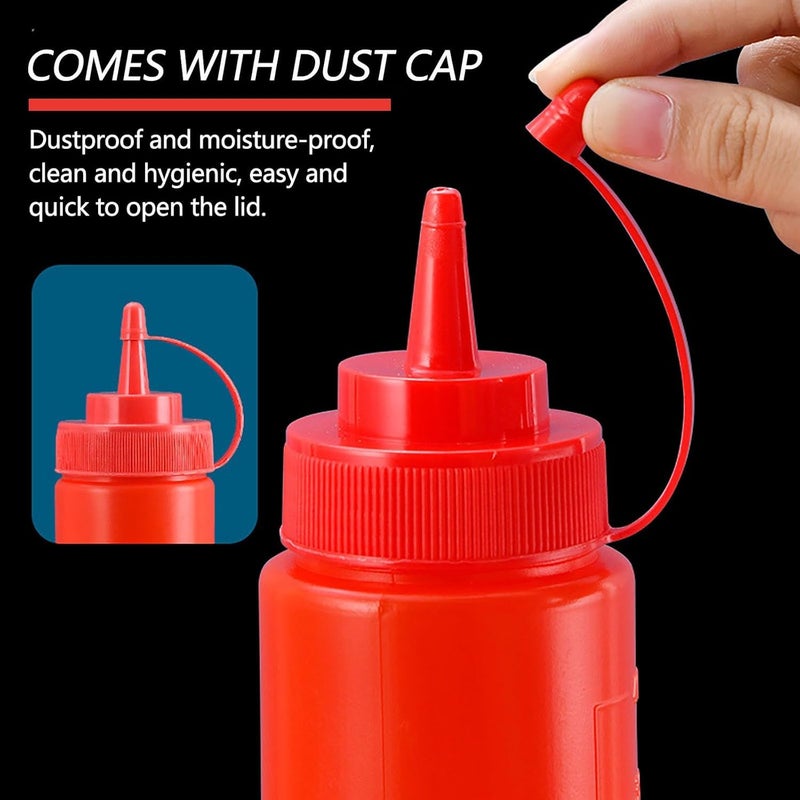 PRAMANTA Squeeze Bottles with Twist Cap Condiment Sauce Dispenser Plastic Ketchup Mustard Dispenser Salad Dressing Bottle Kitchen Gadgets for Ketchup Mustard Mayo Sauces Olive Oil (3Pcs) - Image 4
