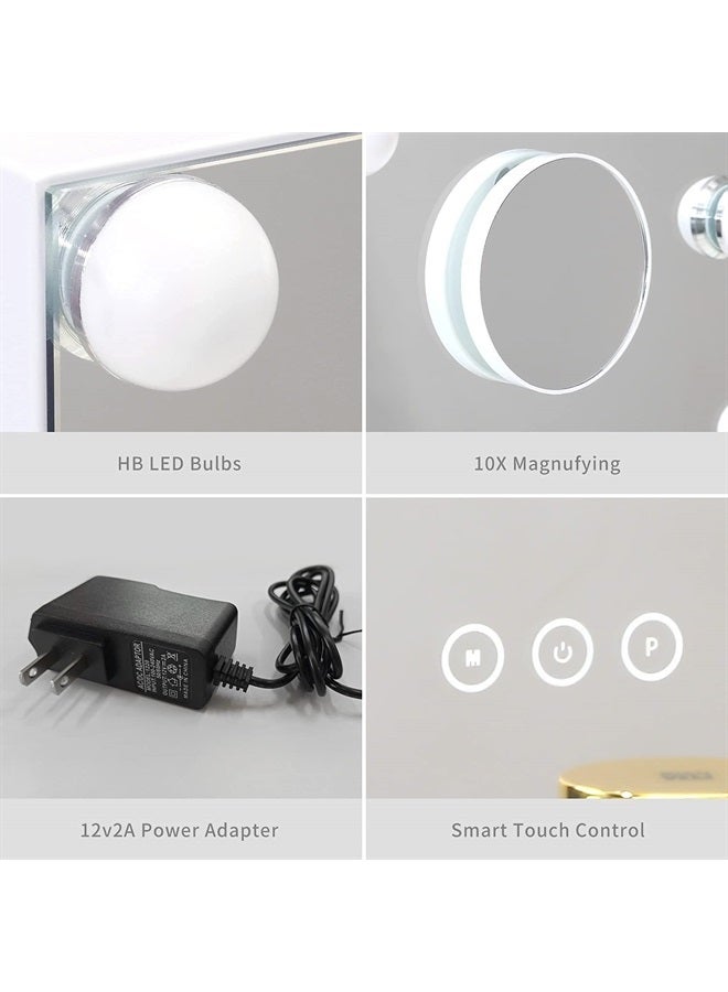 NUSVAN Vanity Mirror with Lights Lighted Makeup Mirror with 15 Dimmable LED Bulbs,3 Color Lighting Modes,USB Charging Port Touch Control,Sturdy Metal Frame Design 24x18 Inch,White - Image 4