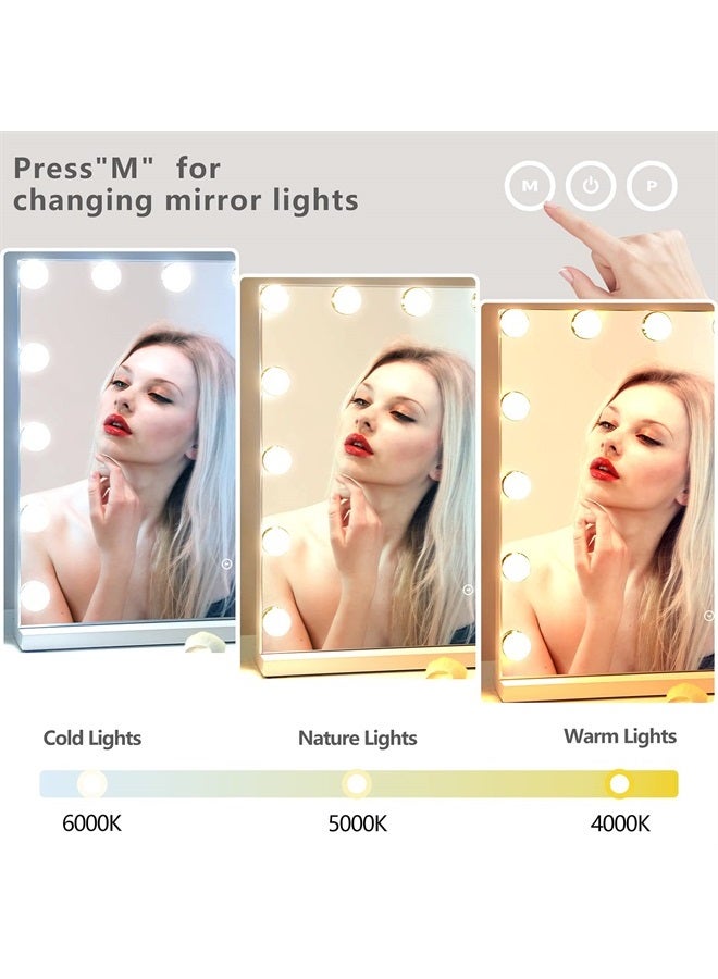 NUSVAN Vanity Mirror with Lights Lighted Makeup Mirror with 15 Dimmable LED Bulbs,3 Color Lighting Modes,USB Charging Port Touch Control,Sturdy Metal Frame Design 24x18 Inch,White - Image 2