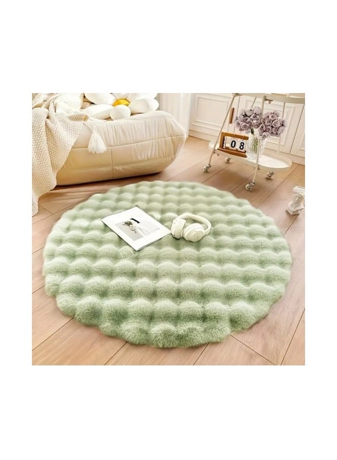 تشاين سجادة ناعمة مستديرة باللون البيج - قطر 90 سم، ارتفاع 2 سم - مثالية لغرفة المعيشة وغرفة النوم والمكتب - ناعمة ومريحة وسهلة التنظيف - Image 3