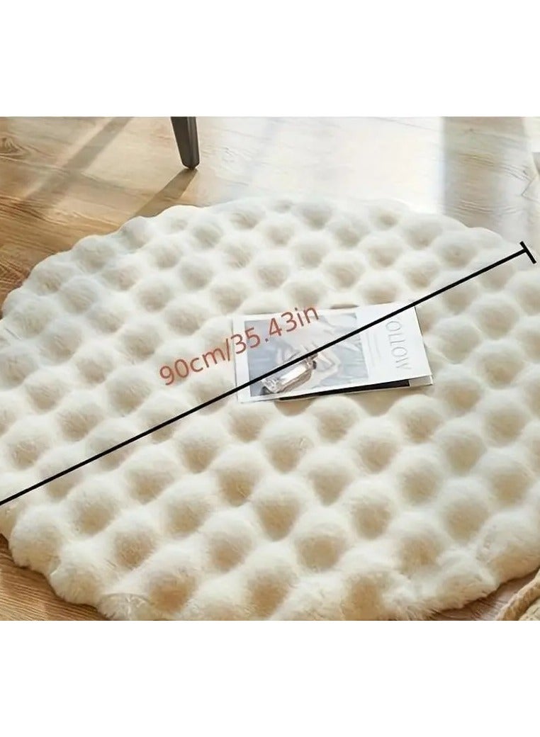 تشاين سجادة ناعمة مستديرة باللون البيج - قطر 90 سم، ارتفاع 2 سم - مثالية لغرفة المعيشة وغرفة النوم والمكتب - ناعمة ومريحة وسهلة التنظيف - Image 5