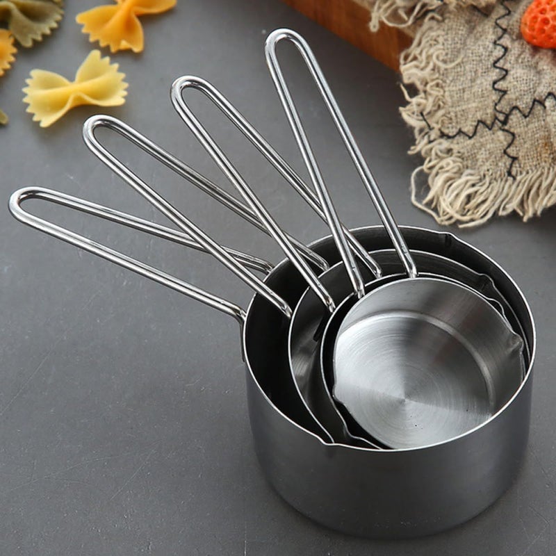 Stainless Steel Measuring Cup and Spoon Set 1 Cup Metric Scale Reusable Kitchen Utensils - Image 5