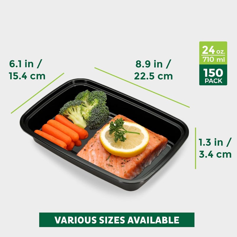 Freshware حاويات تحضير الوجبات من فريش وير 150 عبوة 1 قسم مع أغطية حاويات تخزين الطعام صندوق بنتو خالي من BPA قابلة للتكديس آمنة للاستخدام في الميكروويف وغسالة الصحون والفريزر 24 أونصة - Image 4