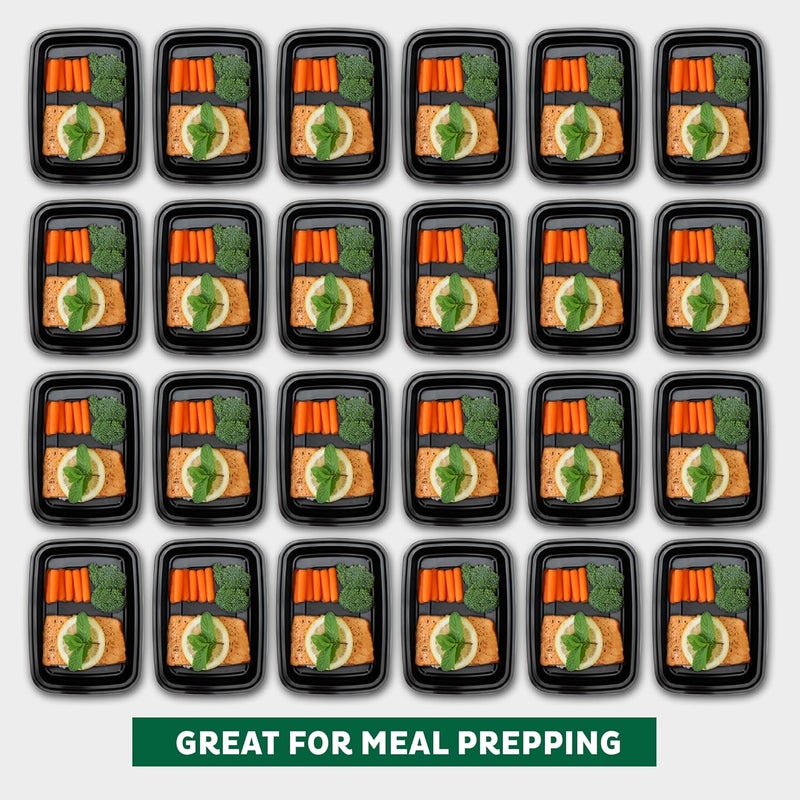 Freshware حاويات تحضير الوجبات من فريش وير 150 عبوة 1 قسم مع أغطية حاويات تخزين الطعام صندوق بنتو خالي من BPA قابلة للتكديس آمنة للاستخدام في الميكروويف وغسالة الصحون والفريزر 24 أونصة - Image 3