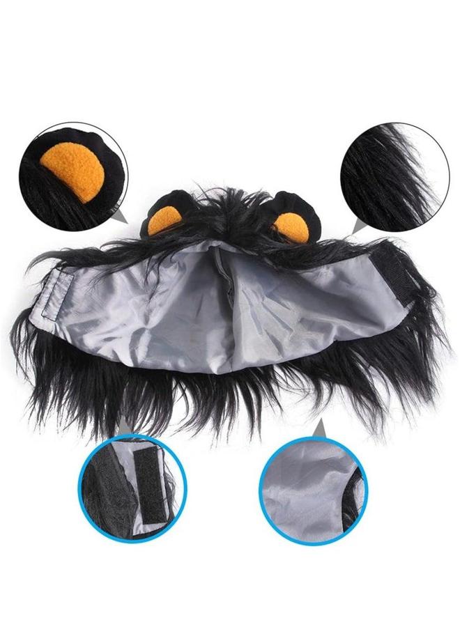 Pet Lion Mane Wig Cat Dog Black with Ears for Costume Vampire Themed Party Pumpkin Photo Shoots and Gifts Lovers Large - Image 3