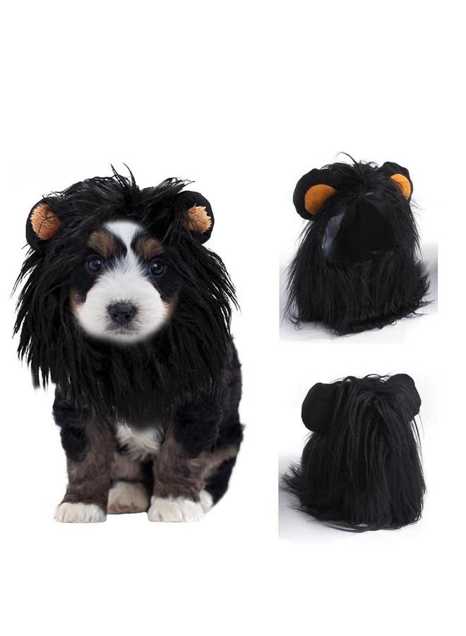 Pet Lion Mane Wig Cat Dog Black with Ears for Costume Vampire Themed Party Pumpkin Photo Shoots and Gifts Lovers Large - Image 1