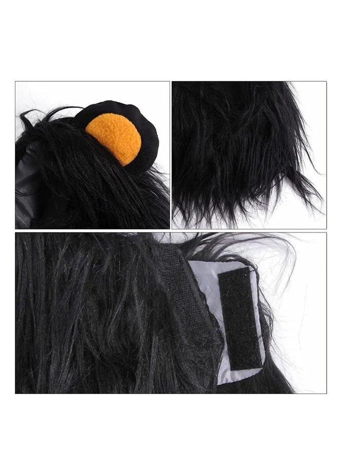 Pet Lion Mane Wig Cat Dog Black with Ears for Costume Vampire Themed Party Pumpkin Photo Shoots and Gifts Lovers Large - Image 2