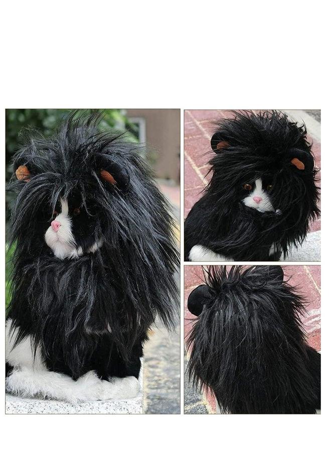 Pet Lion Mane Wig Cat Dog Black with Ears for Costume Vampire Themed Party Pumpkin Photo Shoots and Gifts Lovers Large - Image 5