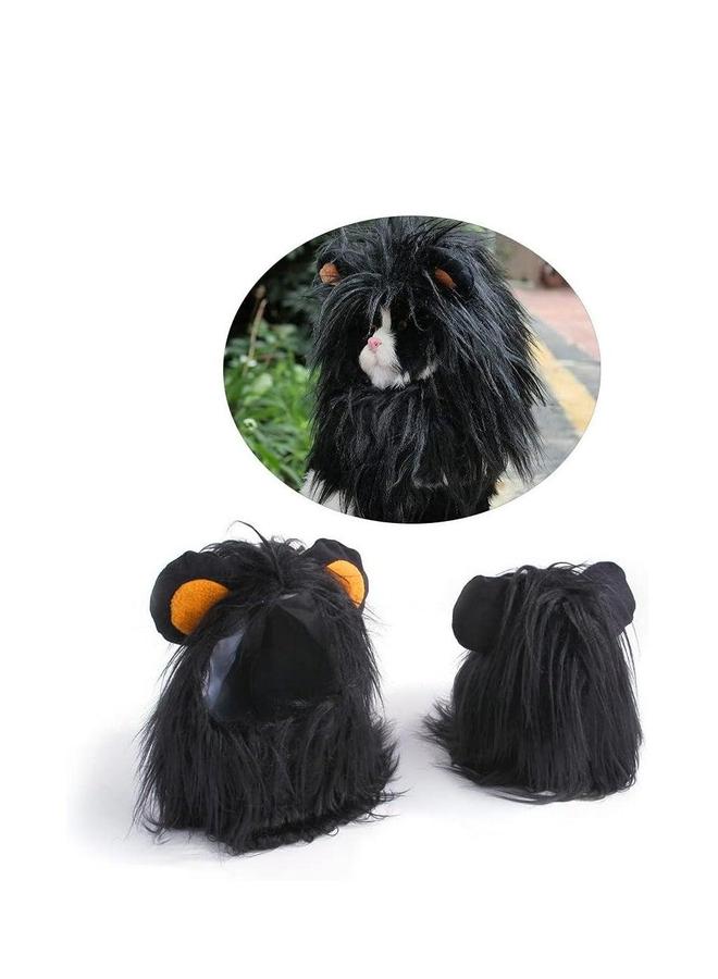 Pet Lion Mane Wig Cat Dog Black with Ears for Costume Vampire Themed Party Pumpkin Photo Shoots and Gifts Lovers Large - Image 4